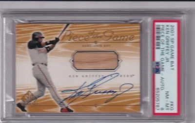 Ken Griffey Jr. 2001 SP Game Bat Piece of the Game BAT RELIC AUTOGRAPH - PSA 8 - Image 1 of 2