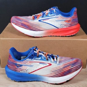 Brooks Launch 10 Shoes Men Size 8 D White Blue Red USA Athletic Running Sneakers - Picture 1 of 10
