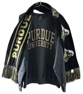 Purdue University Crewneck Sweater Size Large With Purdue Scarf - Picture 1 of 14
