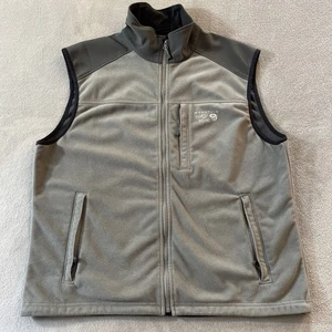 Mountain Hardware Fleece Vest Men's XL Grey Full Zip Pockets Hiking Soft Shell - Picture 1 of 19