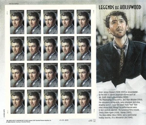 2007 James Stewart Legends of Hollywood 41 ¢ Briefmarkenbogen postfrisch, Scott #4197 - Bild 1 von 2