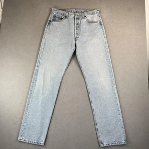 Vintage Levis 501 Jeans Mens 33x34 Light Blue Denim Button Fly Made USA 90s Y2K - Picture 1 of 13