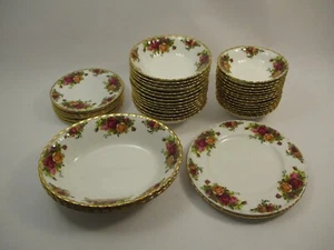 Lot 42 Pieces Vintage Royal Albert Country Roses China Plates Bowls Dishes - Picture 1 of 7