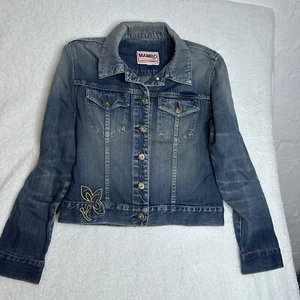 Womens Mambo Denim Jacket Size 12 Blue Wash Long Sleeve Goddess Vintage Floral - Picture 1 of 9