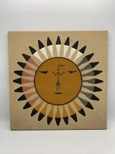 Pollen Boy on the Sun - Navajo Sand Painting, Artist Signed - Wall Art 12"x12" - Picture 1 of 9