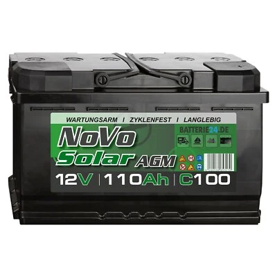 NoVo AGM Solar 110Ah Batterie 12V PV Photovoltaik Camping Versorgerbatterie - Bild 1 von 4