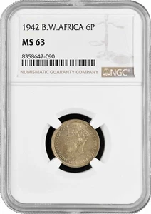 British West Africa 6 pence 1942, NGC MS63, "British colony (1907-1966)" Pop 1/1 - Picture 1 of 2