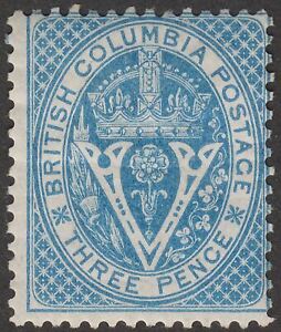 Canada British Columbia 1865 QV 3d Deep Blue Mint SG21 cat £160