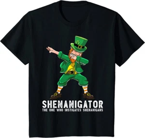 Shenanigator Dabbing Leprechaun St Patricks Day Funny Youth Unisex T-shirt - Picture 1 of 3