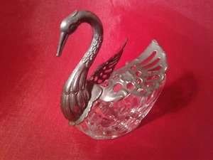 Vintage Glas Schwan Salzkeller. Versilbert - Bild 1 von 7