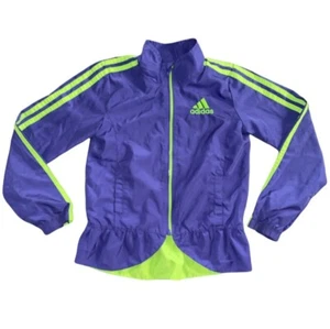 Adidas Peplum Windbreaker Purple Neon Green Size 6X Kids Girls - Picture 1 of 5