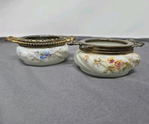 2 Wavecrest C.F. Monroe Victorian Dresser Pin/Trinket Box w/Floral Design - Picture 1 of 22