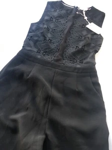TED BAKER JUMPSUIT Black Chiffon Sheer LACE UK 10 BNWT NEW Size 2 - Picture 1 of 12