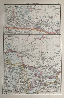 1896 Ontario & Manitoba Original Antique Map 125 Years Old - Image 1 of 3