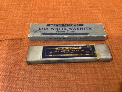 Piedra de bolsillo Washita blanca lirio abrasivos Norton vintage en caja leer Foto 1 de 4