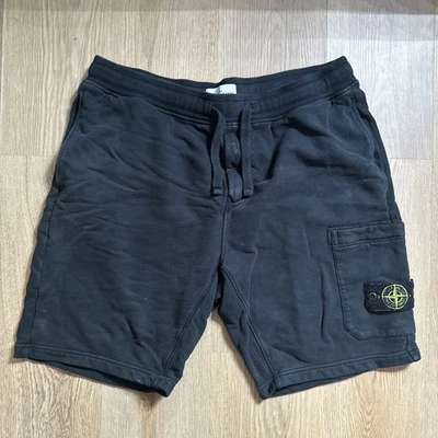 Stone Island Shorts Mens XL Black Drawstring Cargo Pockets Fleece - image 1 of 4