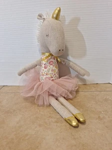 Alimrose Soft Doll Toy Ballerina Horse Unicorn Tutu Pink Gold Cute Anthropologie - Picture 1 of 10
