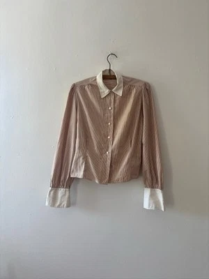 Blusa vintage de algodón de los años 40 con botones mangas abullonadas cuello en punta S/M Foto 1 de 4