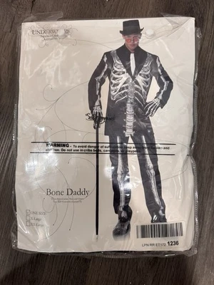 Disfraz de Bone Daddy Skeleton para hombre adulto traje negro chaqueta Halloween Foto 1 de 3