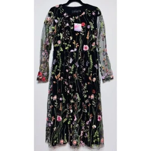 NWT Ethereal Forest Fairy Grunge Embroidered Mesh Midi Dress XL Cottagecore Boho - Picture 1 of 4