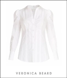 Talla 10 Nueva con etiquetas Blusa Barba Verónica GILAN Blanca Mangas Largas INFLADAS Top Algodón Mujer - Imagen 1 de 6