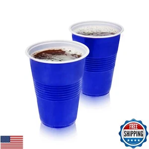 True Blue 16oz Plastic Cups for Party, Set of 50, Disposable Drinking Cups Pl - Picture 1 of 3