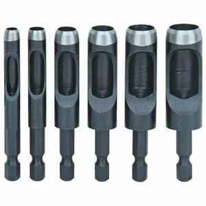 Hollow Punch Set with Hex Shanks : 6 Pcs for Precision Holes in Leather & Fabric - Picture 1 of 2