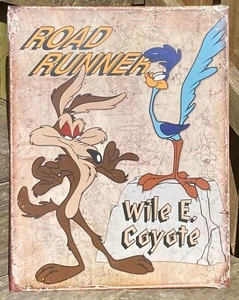 Road Runner and Wile E Coyote METAL POSTER warner bros retro cartoon kids decor - Picture 1 of 12