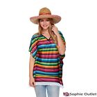 Ladies Rainbow Poncho Fancy Dress Costume Pride Festival Adult Outfit Gift H8282