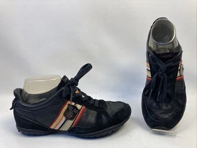 Tênis Vintage Y2K Diesel CHEJU Feminino Preto Couro Genuíno Suedes Logotipo Tira 7 - Imagem 1 de 4