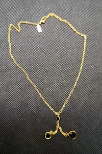 1928 Signed Gold Tone and Black Crystal Vintage 16" Necklace - Picture 1 of 6