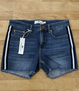 NEW Vineyard Vines Jamie grosgrain striped denim jean shorts frayed size 27 - Picture 1 of 18