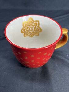Pioneer Woman Holiday Charm Red Gold Polka Dot Coffee Cup Mug 2017 Rare 16 oz.