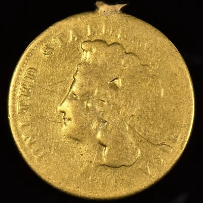 1856-S $3 GOLD PIECE ✪ VG VERY GOOD DETAILS ✪ COIN EX-JEWELRY SCARCE ◢TRUSTED◣ - Image 1 of 2