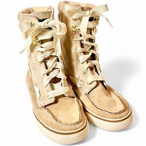 Sperry Top Sider Leather Womens 6 M Gold Sand Camo Acklins Lace-up Hightop Boots - Picture 1 of 11
