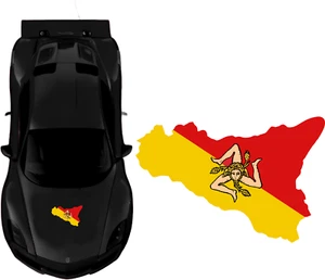 Pegatina Sicilia bandera escudo bandera capó coche bandera 44x30cm MHF - Imagen 1 de 8