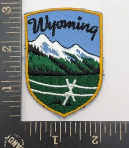 Wyoming Patch Mountain Range Scenic Embroidered Shield – Western Travel Souvenir - Picture 1 of 2