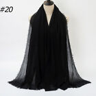 Women Cotton Linen Crinkle Long Scarf Hijab Soft Scarves Wrap Voile Solid Shawl^