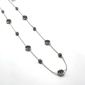 "Collar largo de 30"" vintage Crown Trifari tono plata estrás estación" - Imagen 1 de 9