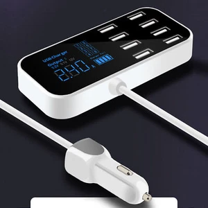 Cyfrowa 8-portowa szybka ładowarka samochodowa LCD USB Multi USB Telefon Adapter ładowania Stacja - Zdjęcie 1 z 15