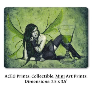 Gathic Fairy Fantasy ACEO IMPRESIÓN Arte Absenta Verde Bac - Imagen 1 de 3