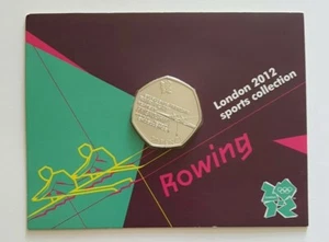 Moneda de 50 peniques de remo Reino Unido 2012 Royal Mint 2011 Juegos Olímpicos de Londres 2012 sin circular - Imagen 1 de 8