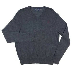 Polo Ralph Lauren Jersey de Lana Merino 2XL Gris Cuello en V Suéter Tejido Ajuste Personalizado NUEVO - Imagen 1 de 15
