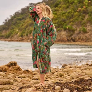 Lush Bohemian Floral Velvet Robe - Chic Oasis Wear - Picture 1 of 5