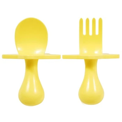 Juego de utensilios de primer alimentador de 2 piezas para niños pequeños, amarillo Foto 1 de 4