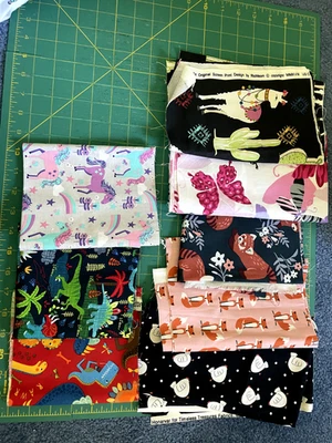 Desechos de tela algodón, animales, pollo, zorro, llama, unicornio, dinosaurios Foto 1 de 4