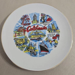 7" California and Souvenir Plate with gold trim - Picture 1 of 5