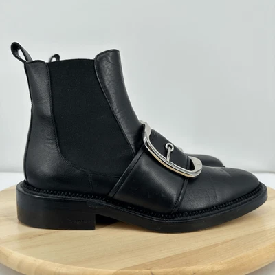 Botas Chelsea Givenchy Hebilla Correa Cuero Talla 6 Negras Preppy Regency $1655 Foto 1 de 4
