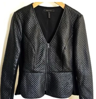 BCBGMAXAZRIA Faux Leather Blazer Size Xsmall Black Jacket Women's Long Sleeve - Image 1 of 3