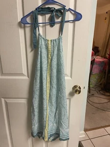 Neu mit Etikett Tommy Bahama Kleid S weiß Neckholder Twist Tie Neck gefüttert Seide blau Hawaii - Bild 1 von 5